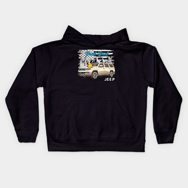 Jeep Wagoneer Car Form Vintage Artwork Kids Hoodie by A Cyborg Fairy